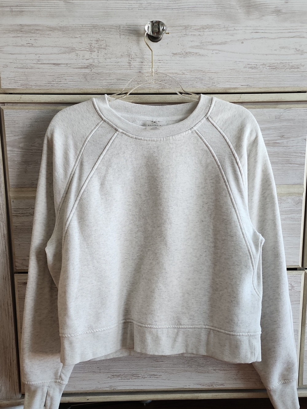 Danskin Heather Grey Crewneck Sweatshirt With Thumb Holes
